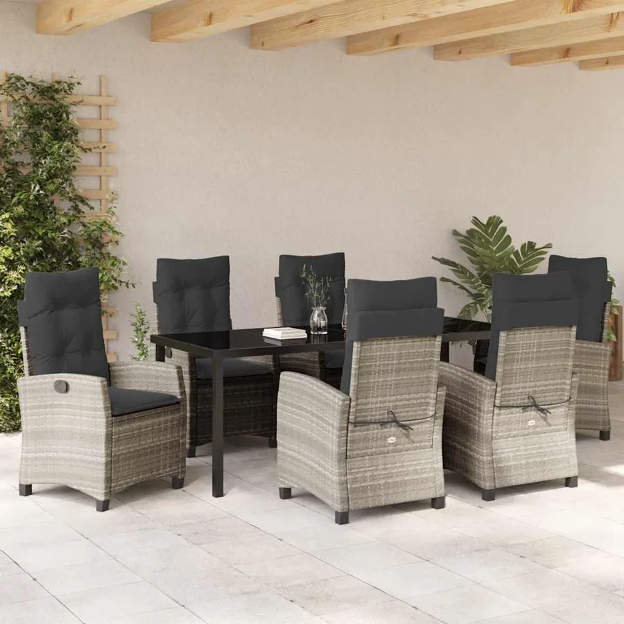 Ensemble de salle à manger pour jardin 7 pcs Gris clair - 4