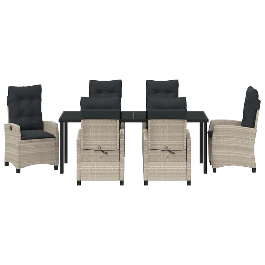 Ensemble de salle à manger pour jardin 7 pcs Gris clair - 7