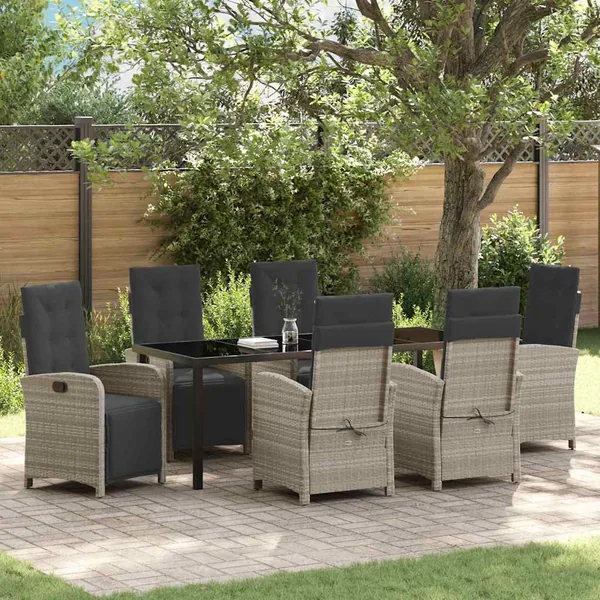 Ensemble de salle à manger pour jardin 7 pcs Gris clair