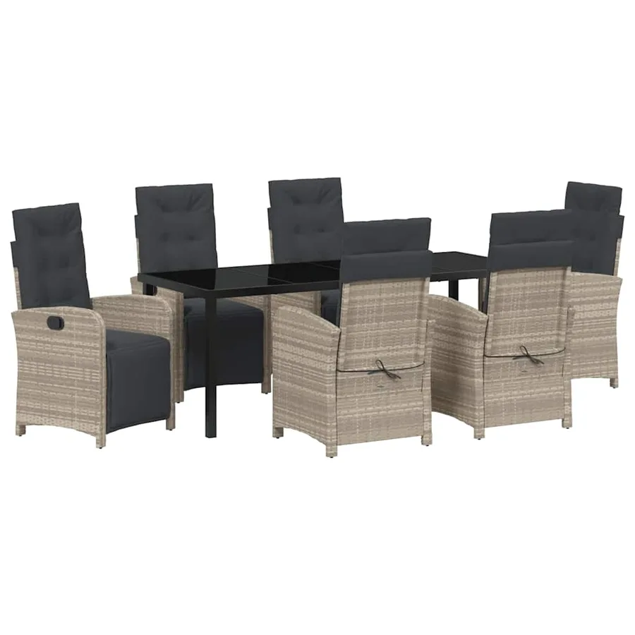 Ensemble de salle à manger pour jardin 7 pcs Gris clair - 2