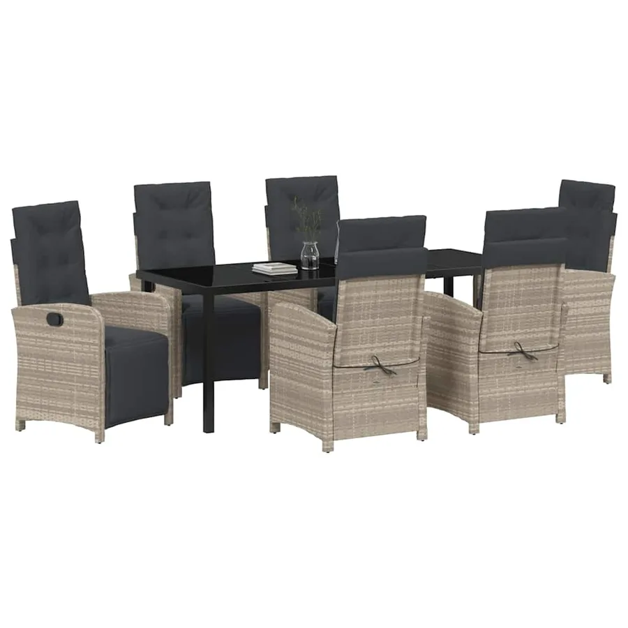 Ensemble de salle à manger pour jardin 7 pcs Gris clair - 3