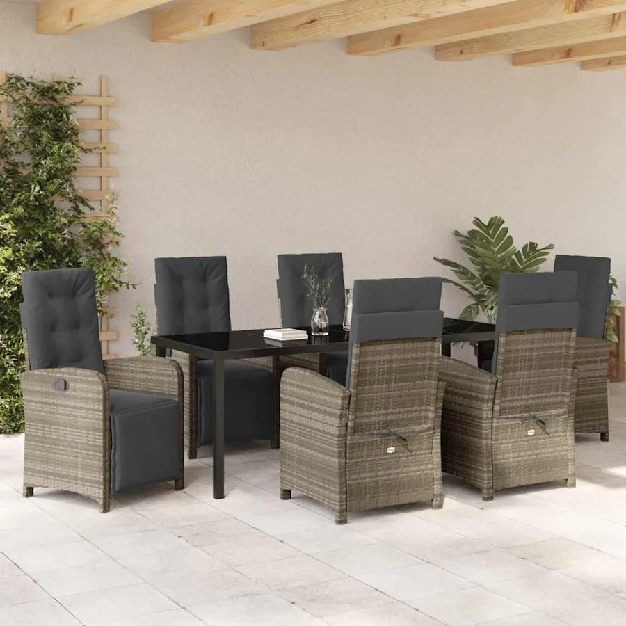 Ensemble de salle à manger pour jardin 7 pcs Gris clair - 4