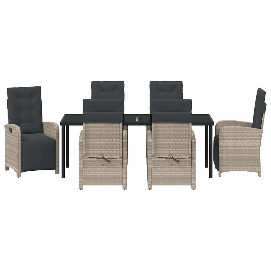 Ensemble de salle à manger pour jardin 7 pcs Gris clair - 7