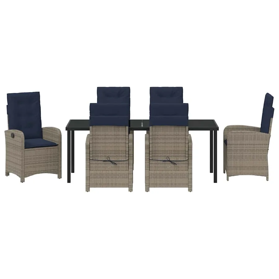 Ensemble de salle à manger pour jardin 7 pcs Gris polyrotin - 7