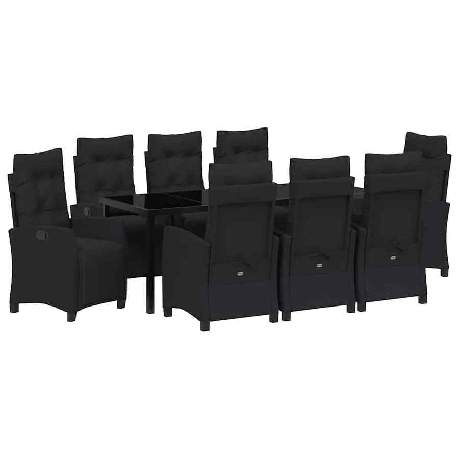 Ensemble de salle à manger pour jardin 9 pcs Noir polyrotin - 2