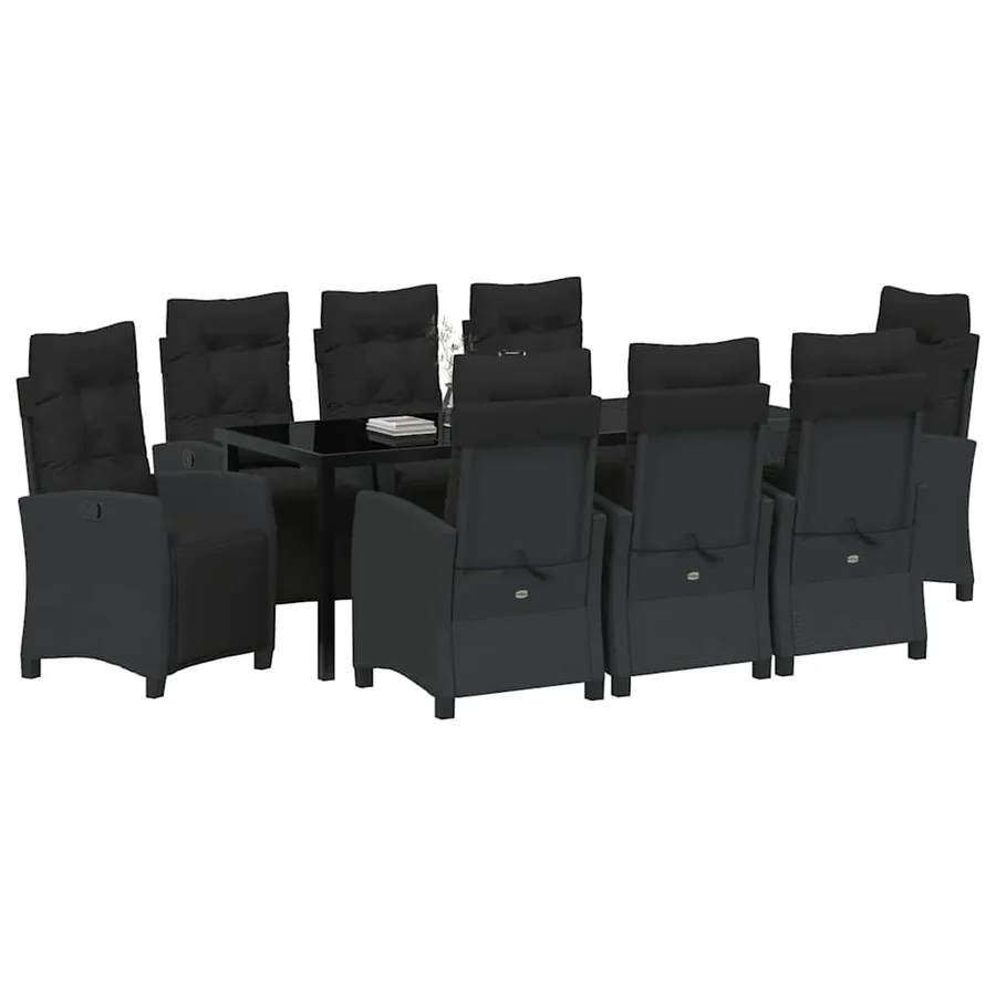 Ensemble de salle à manger pour jardin 9 pcs Noir polyrotin - 3