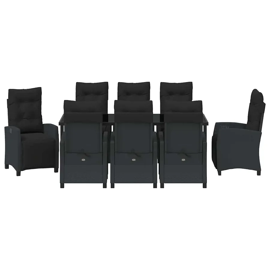 Ensemble de salle à manger pour jardin 9 pcs Noir polyrotin - 7