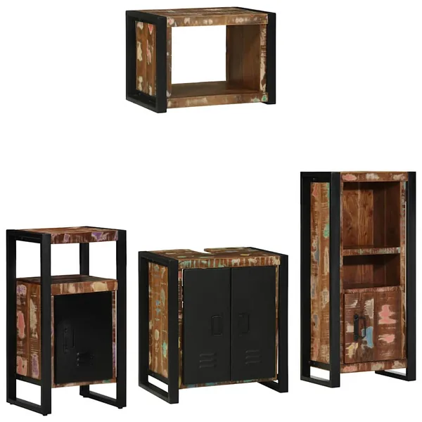Ensemble de mobilier de salle de bain 4 pcs Bois Recyclé Solide