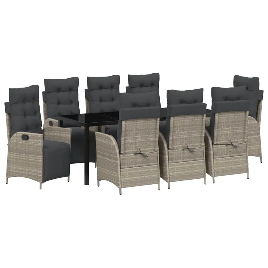 Ensemble de salle à manger pour jardin 9 pcs Gris clair - 2
