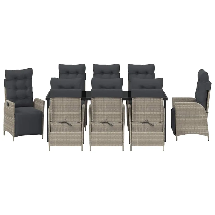 Ensemble de salle à manger pour jardin 9 pcs Gris clair - 7