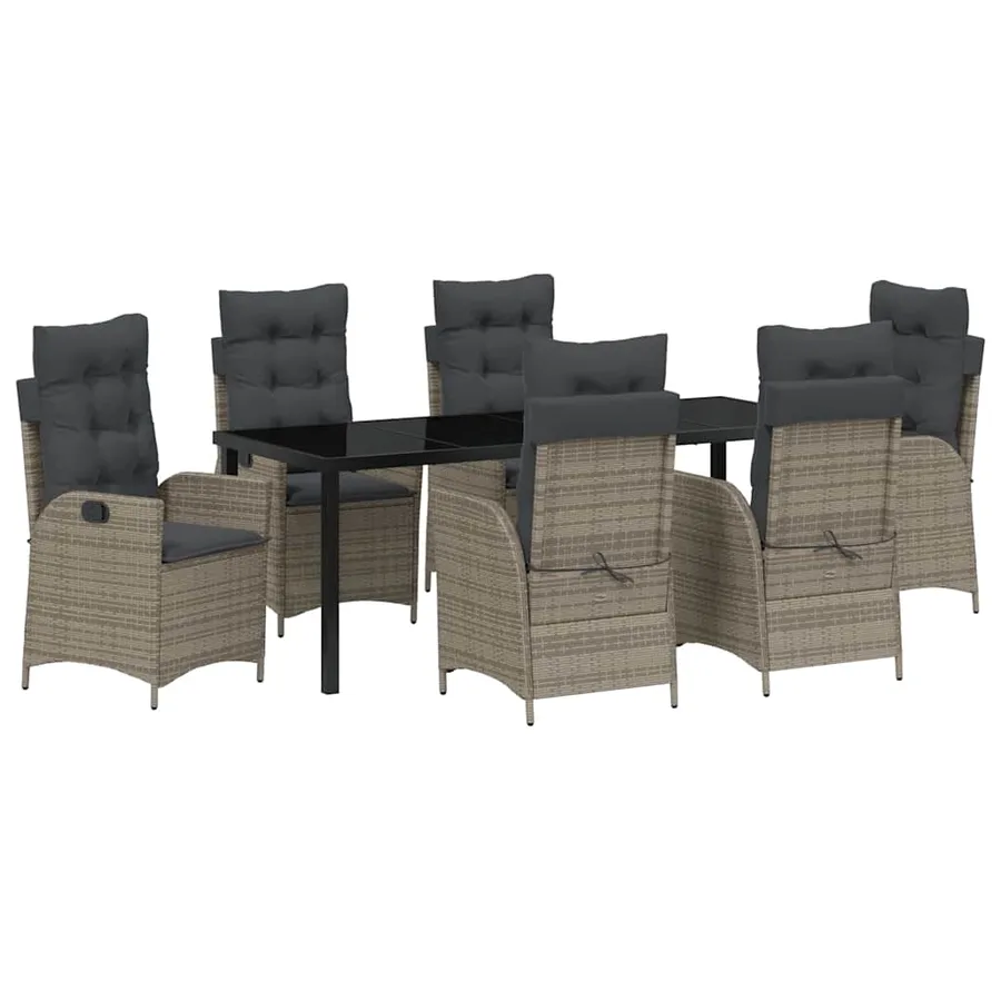 Ensemble de salle à manger pour jardin 7 pcs Gris polyrotin - 2