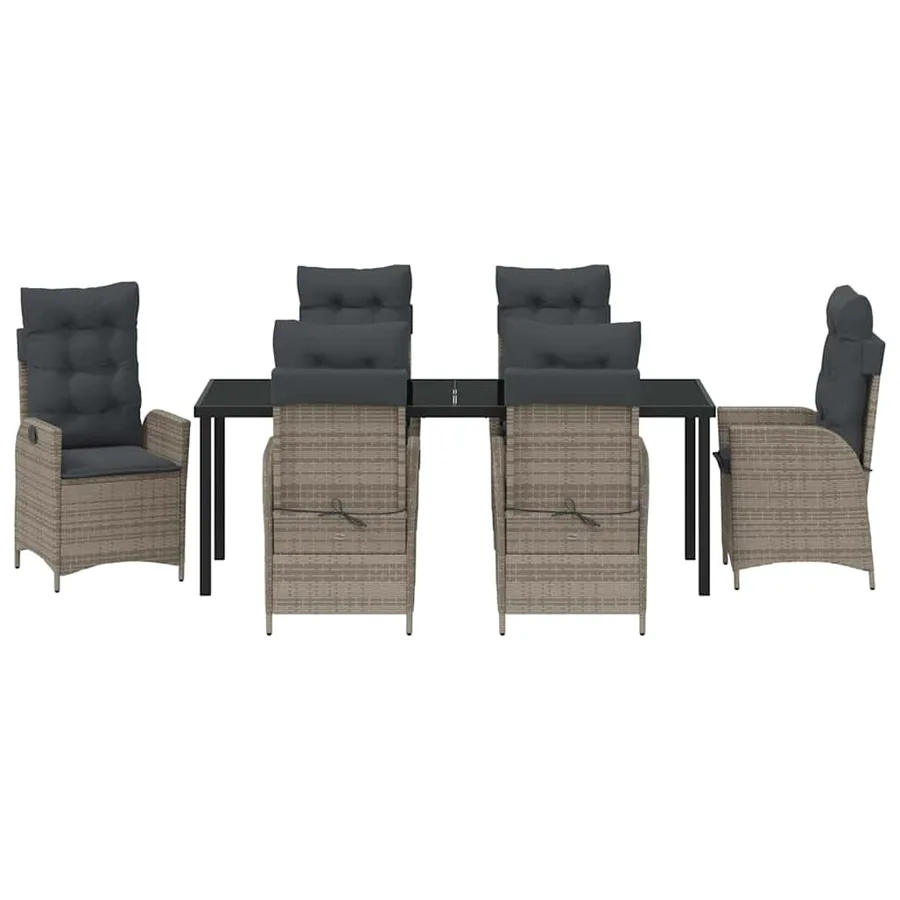 Ensemble de salle à manger pour jardin 7 pcs Gris polyrotin - 7