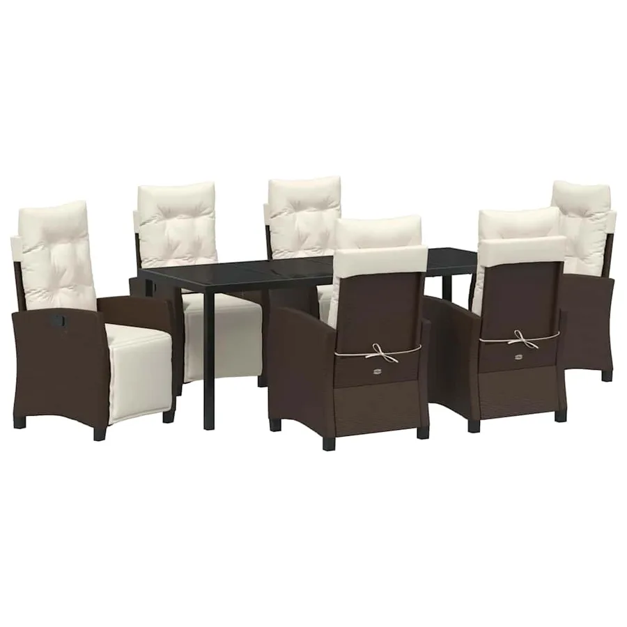 Ensemble de salle à manger pour jardin 7 pcs Marron polyrotin - 2