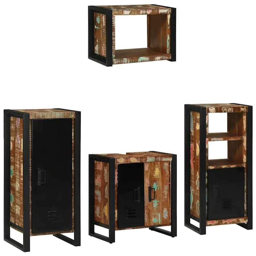 Ensemble de mobilier de salle de bain 4 pcs Bois Recyclé Solide