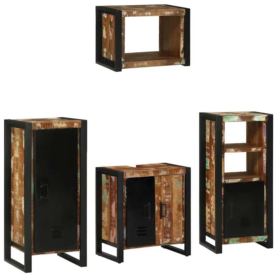 Ensemble de mobilier de salle de bain 4 pcs Bois Recyclé Solide - 10
