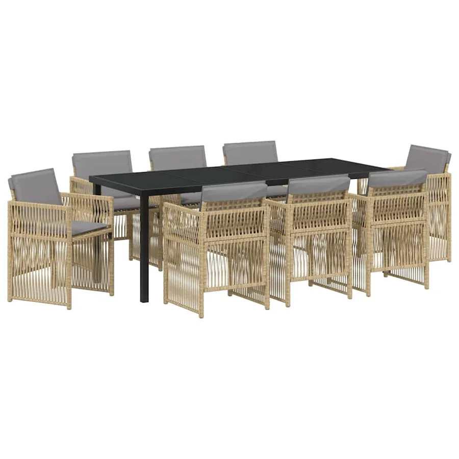Ensemble de salle à manger pour jardin 9 pcs Beige - 2