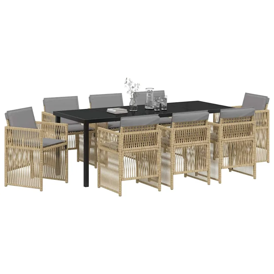 Ensemble de salle à manger pour jardin 9 pcs Beige - 3