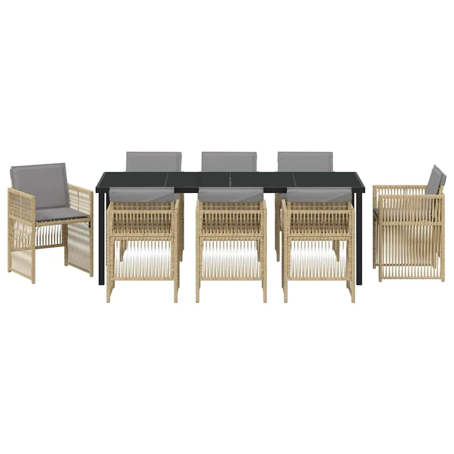 Ensemble de salle à manger pour jardin 9 pcs Beige - 7