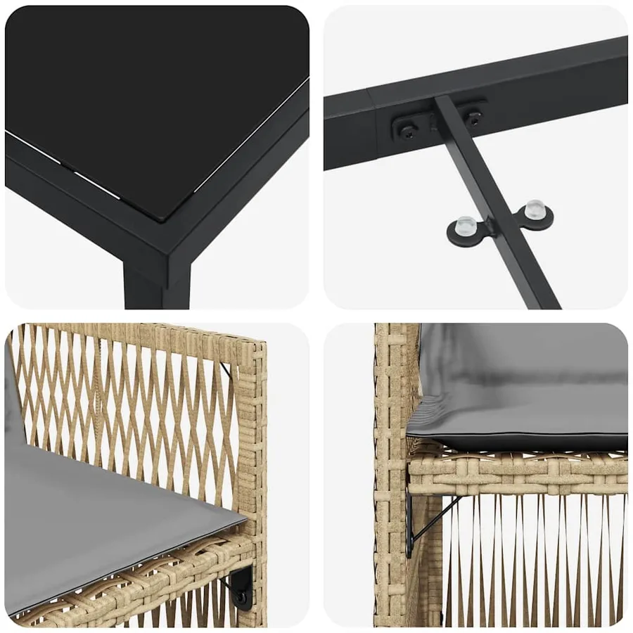 Ensemble de salle à manger pour jardin 9 pcs Beige - 9