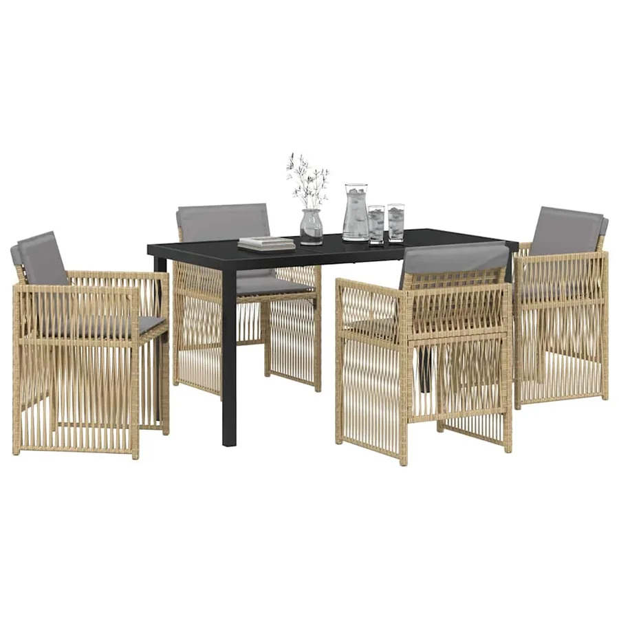 Ensemble de salle à manger pour jardin 5 pcs Beige - 3