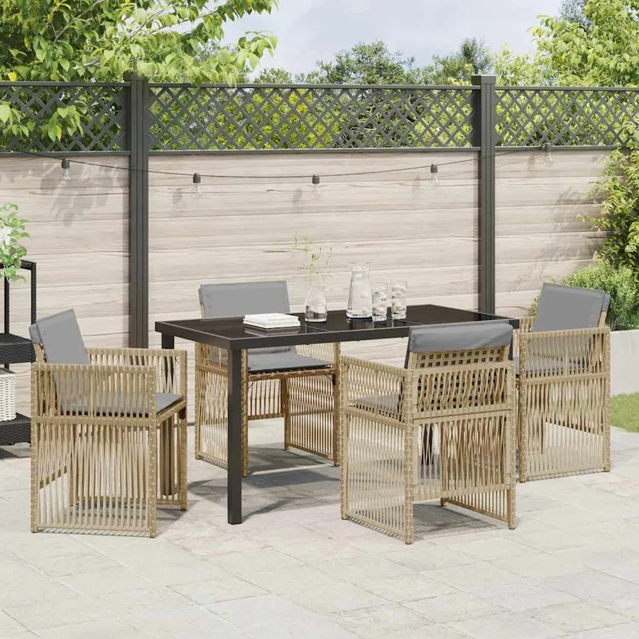 Ensemble de salle à manger pour jardin 5 pcs Beige - 4