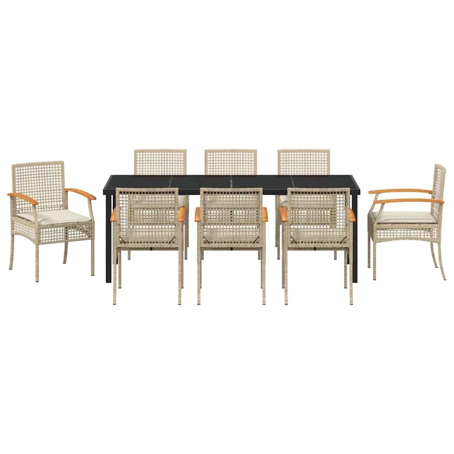 Ensemble de salle à manger pour jardin 9 pcs Beige et Noir - 7