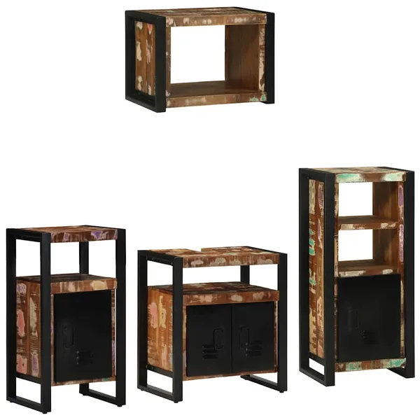 Ensemble de mobilier de salle de bain 4 pcs Bois Recyclé Solide
