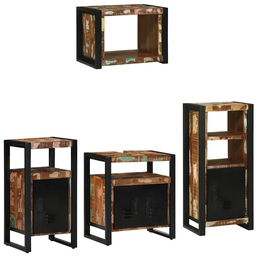 Ensemble de mobilier de salle de bain 4 pcs Bois Recyclé Solide - 2