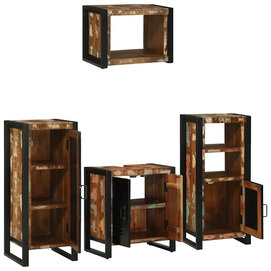 Ensemble de mobilier de salle de bain 4 pcs Bois Recyclé Solide - 3