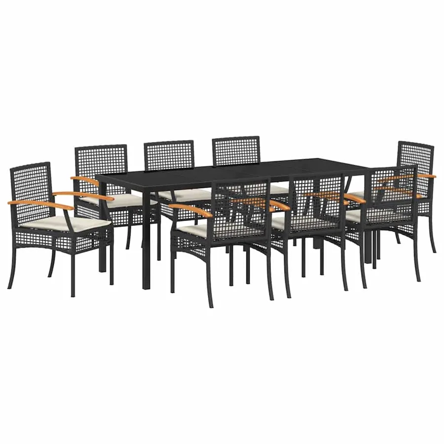 Ensemble de salle à manger pour jardin 9 pcs Noir Rotin - 2
