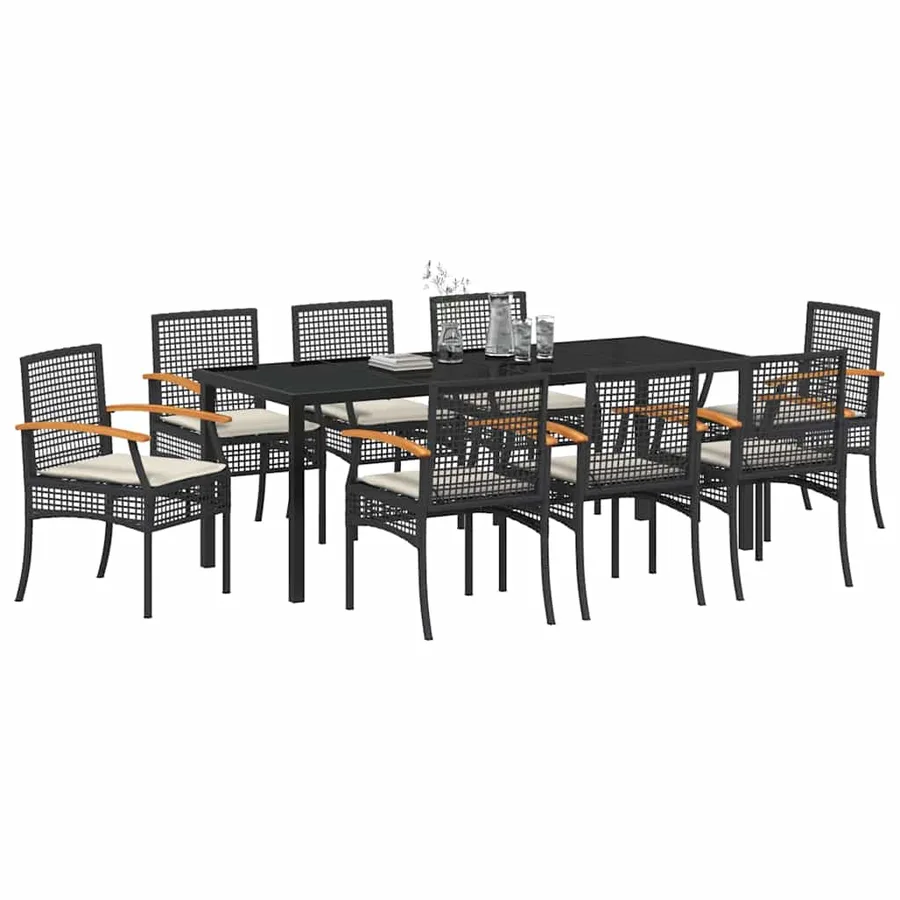 Ensemble de salle à manger pour jardin 9 pcs Noir Rotin - 3