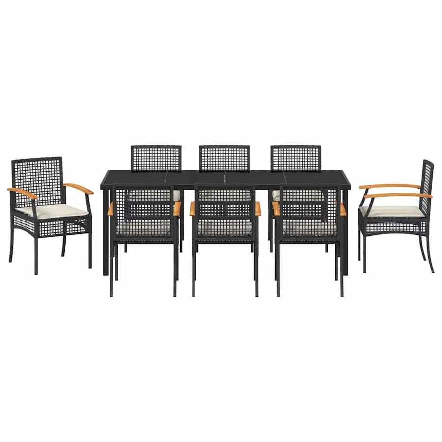 Ensemble de salle à manger pour jardin 9 pcs Noir Rotin - 7
