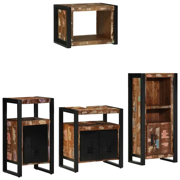 Ensemble de mobilier de salle de bain 4 pcs Bois Recyclé Solide