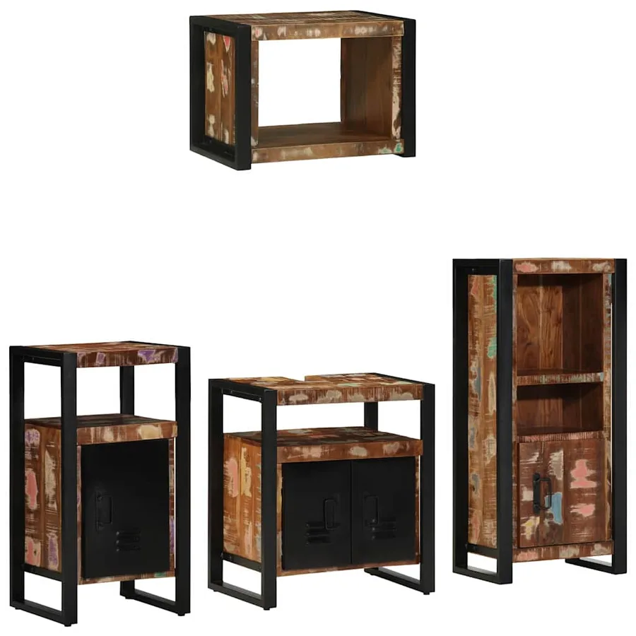 Ensemble de mobilier de salle de bain 4 pcs Bois Recyclé Solide - 10