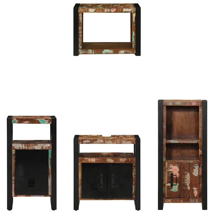 Ensemble de mobilier de salle de bain 4 pcs Bois Recyclé Solide - 8