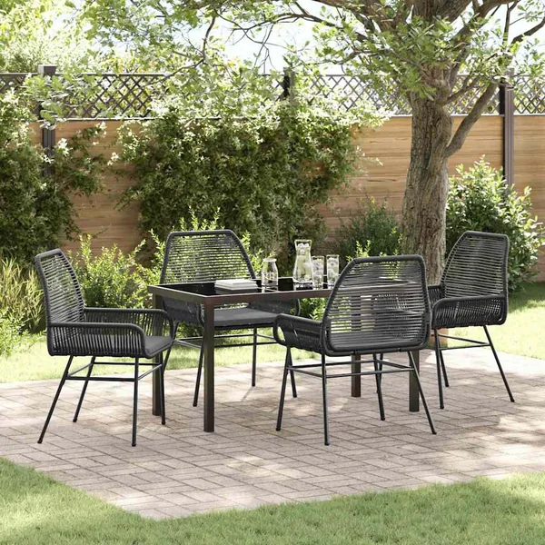 Ensemble de salle à manger pour jardin 5 pcs Noir polyrotin