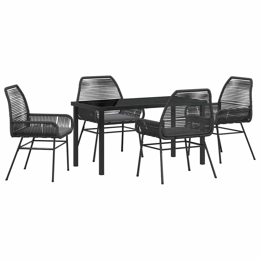 Ensemble de salle à manger pour jardin 5 pcs Noir polyrotin - 2