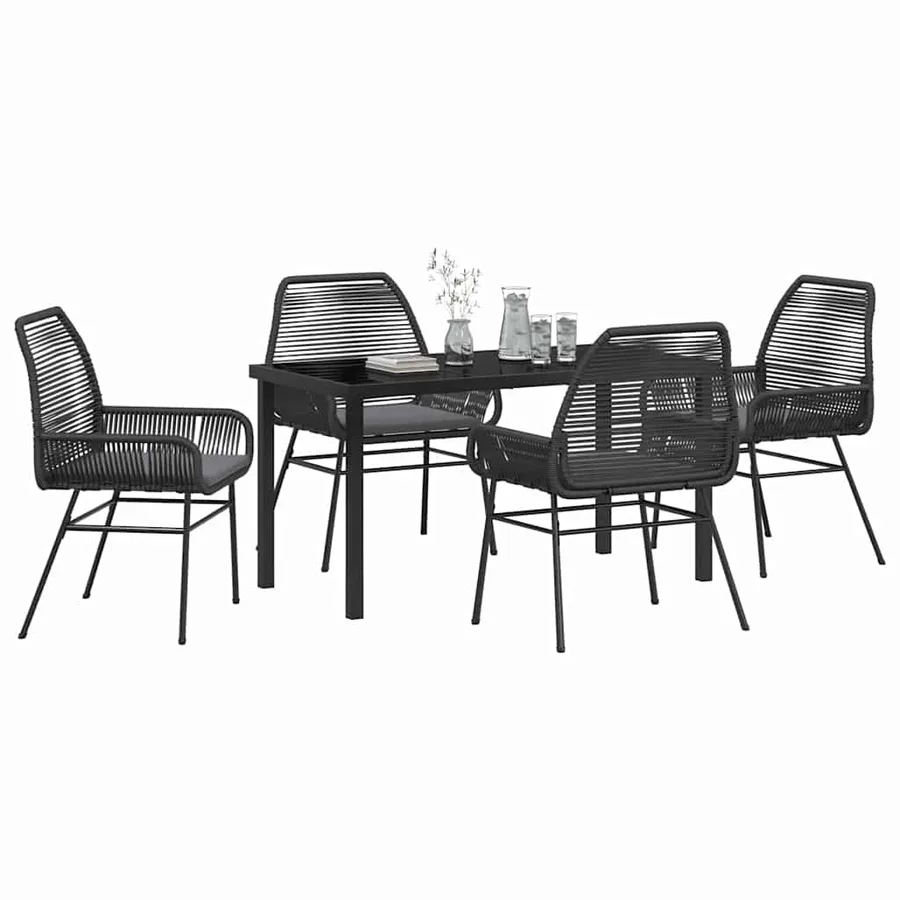 Ensemble de salle à manger pour jardin 5 pcs Noir polyrotin - 3