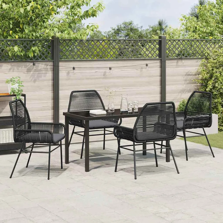 Ensemble de salle à manger pour jardin 5 pcs Noir polyrotin - 4