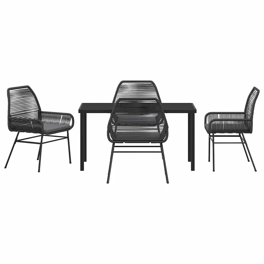 Ensemble de salle à manger pour jardin 5 pcs Noir polyrotin - 7