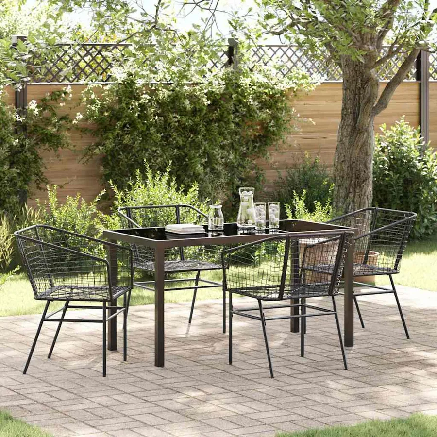 Ensemble de salle à manger pour jardin 5 pcs Noir polyrotin