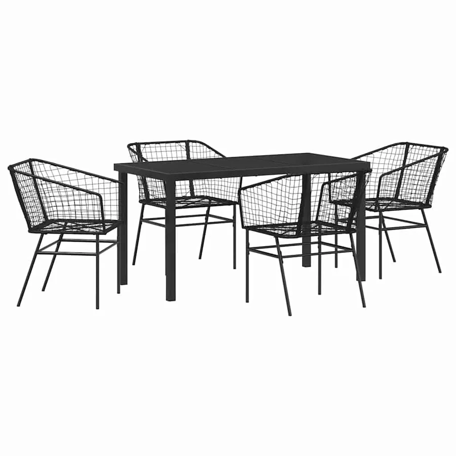 Ensemble de salle à manger pour jardin 5 pcs Noir polyrotin - 2