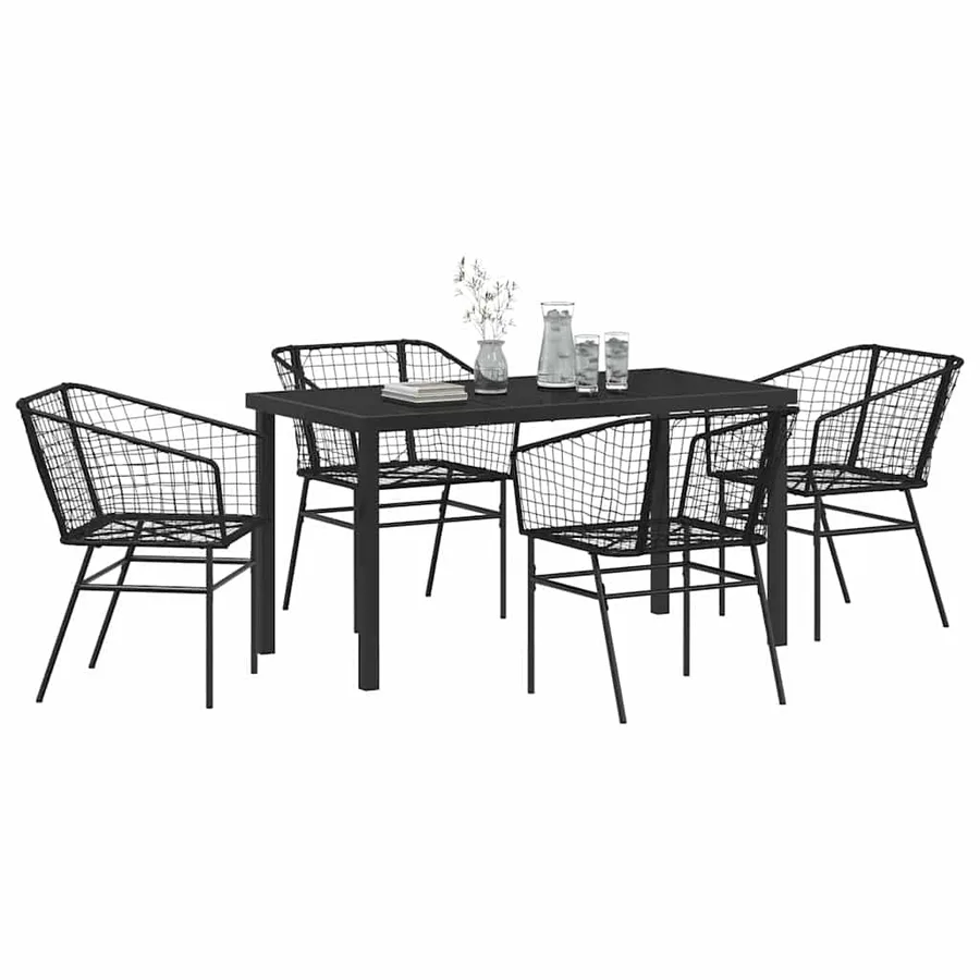 Ensemble de salle à manger pour jardin 5 pcs Noir polyrotin - 3
