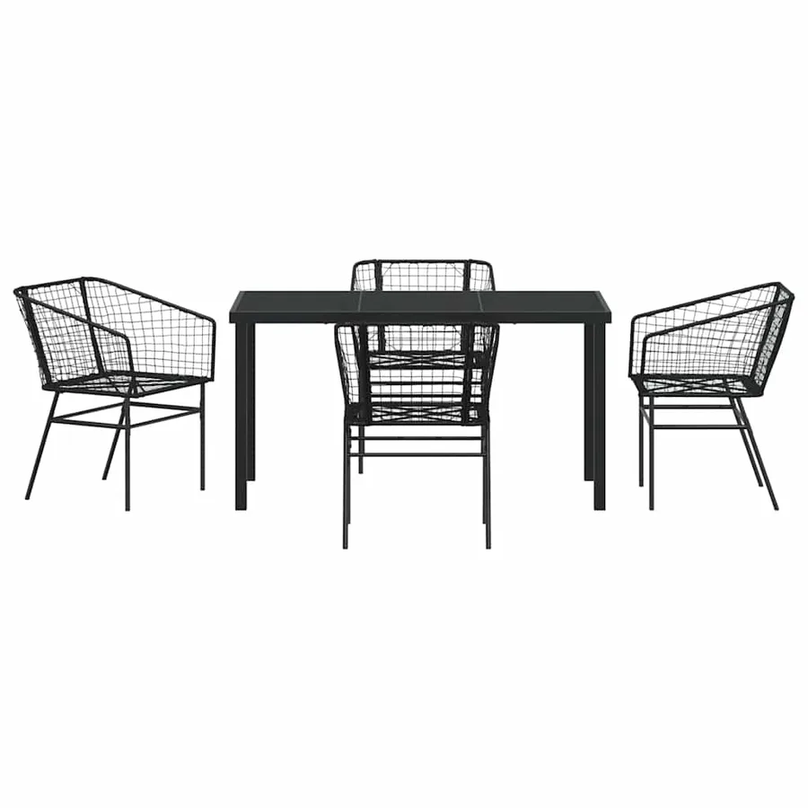 Ensemble de salle à manger pour jardin 5 pcs Noir polyrotin - 7