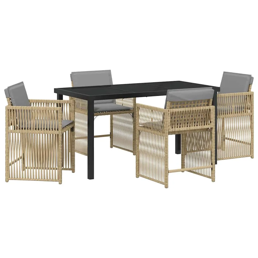 Ensemble de salle à manger pour jardin 5 pcs Beige polyrotin - 2
