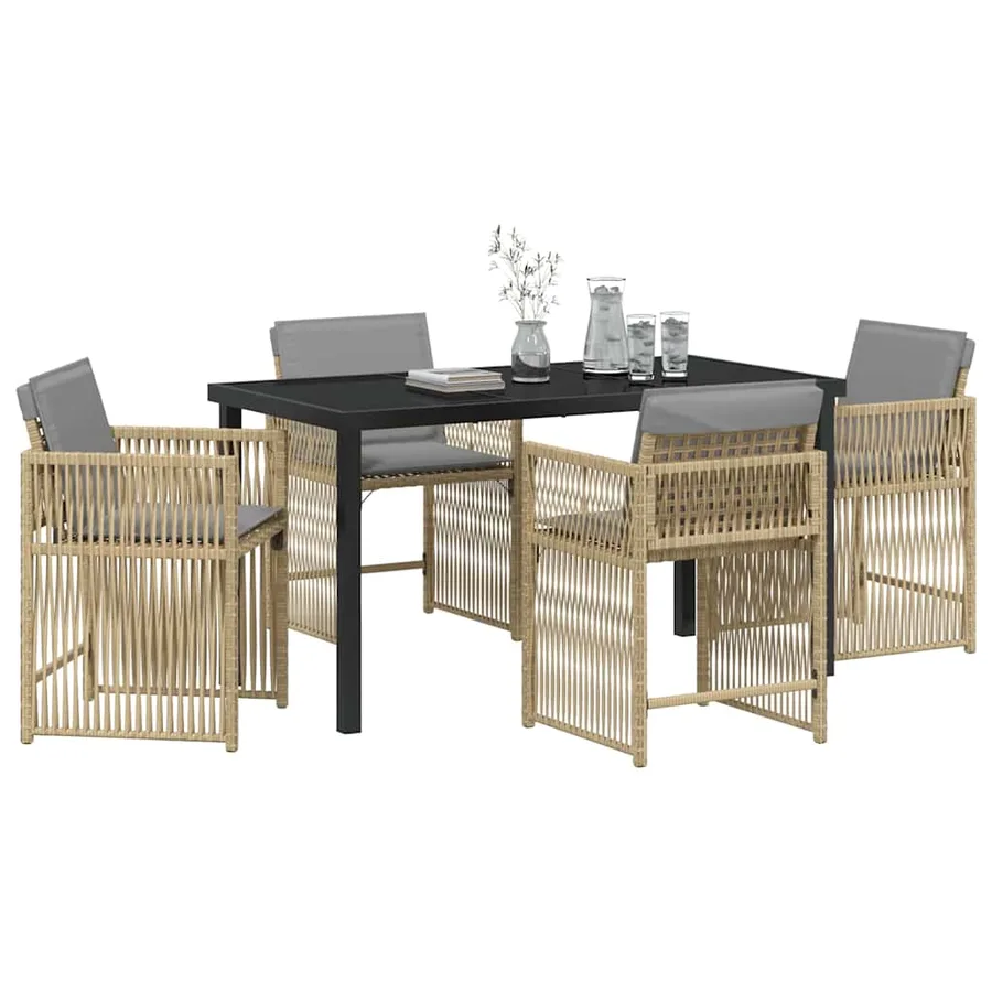 Ensemble de salle à manger pour jardin 5 pcs Beige polyrotin - 3