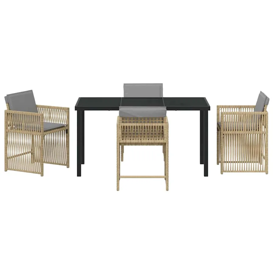 Ensemble de salle à manger pour jardin 5 pcs Beige polyrotin - 7