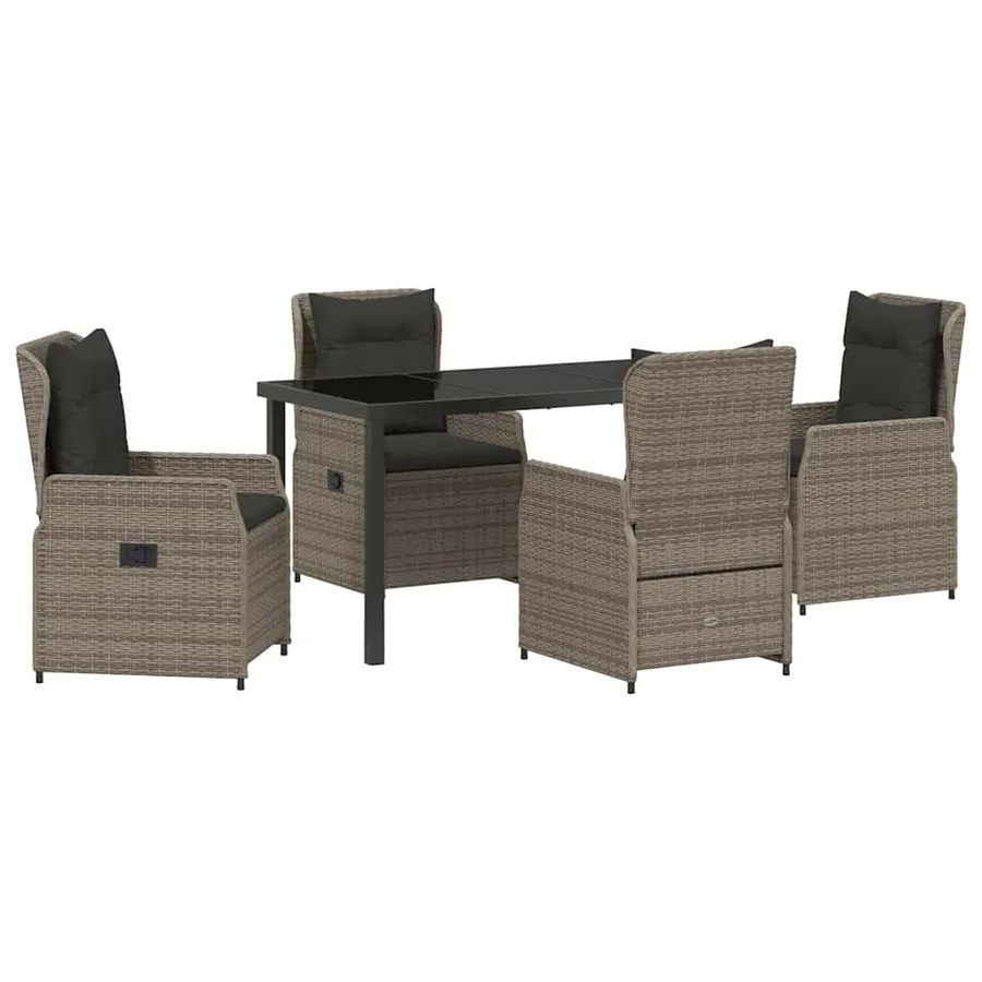 Ensemble de salle à manger pour jardin 5 pcs Gris polyrotin - 2