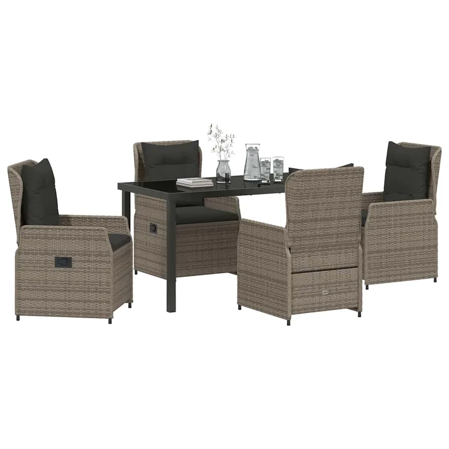 Ensemble de salle à manger pour jardin 5 pcs Gris polyrotin - 3