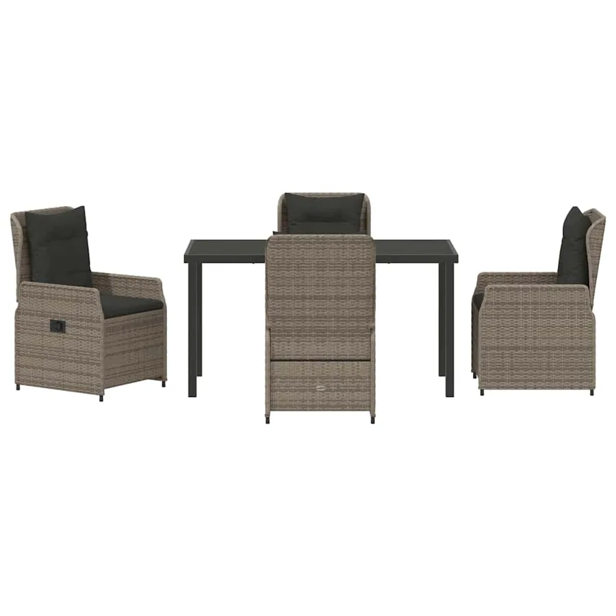Ensemble de salle à manger pour jardin 5 pcs Gris polyrotin - 7